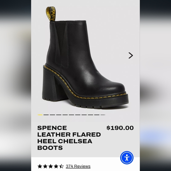 Dr. Martens Spence Leather Flared Heel Chelsea Boots 7W - Picture 9 of 10